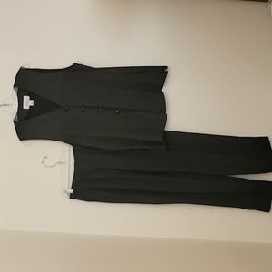 Briggs New York Vintage Black Print Pants & Sleeveless Top L